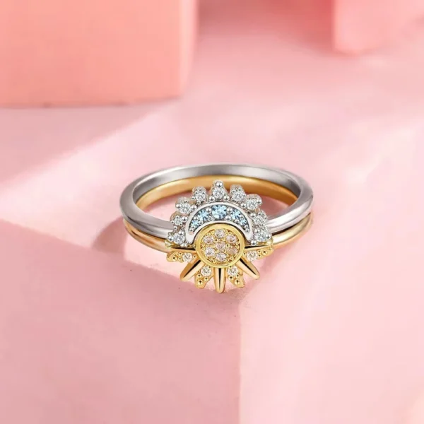 Sun and Moon Couple Ring Set