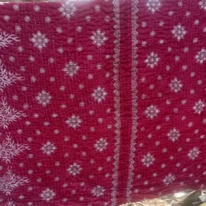 Hand stitched kantha 30 layer magenta floral design king size