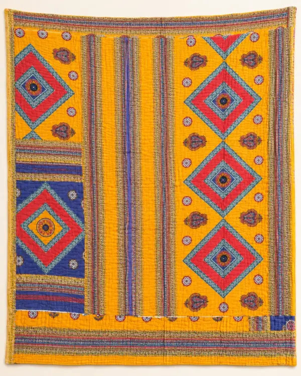 Yellow handmade kantha 15 layer king size